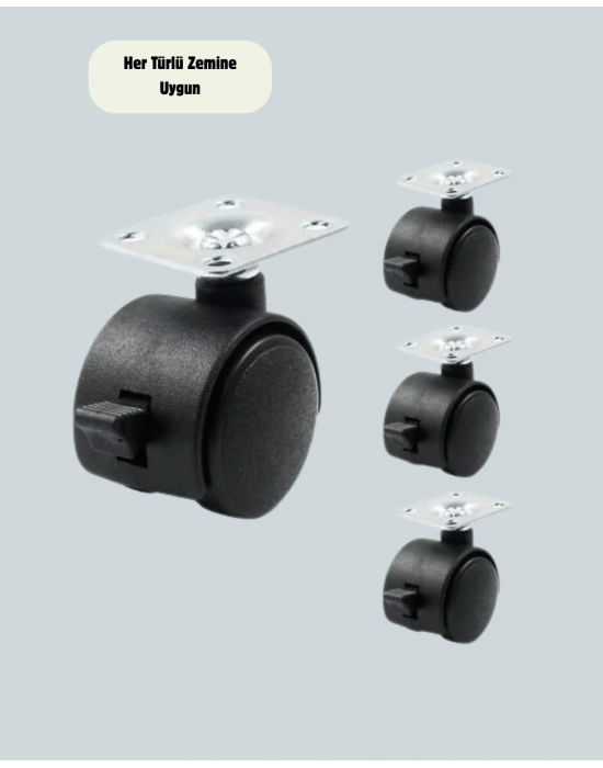 ® 4’lü Kilitli Tekerlek Ayak 4 cm Sessiz ve Dayanıklı