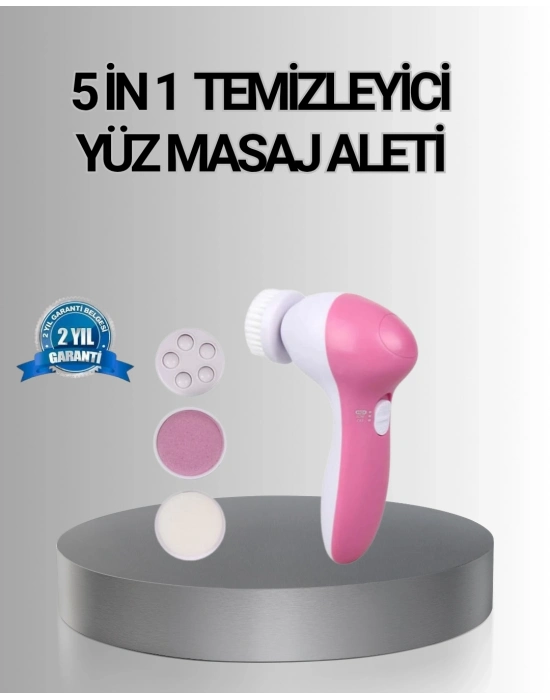 ® 5 Başlıklı Yüz Masaj Aleti – Cilt Temizleme, Peeling, Siyah Nokta ve Gözenek Bakımı