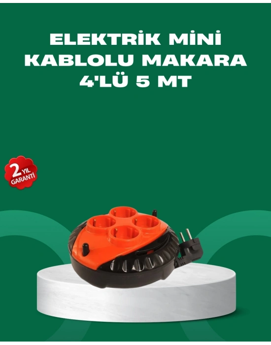 ® 5 Metre Kablolu 4’lü Kırmızı Priz Makara