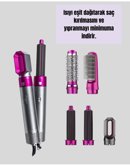 5 Parça Saç Şekillendirme Seti Düzleştirme Dalga ve Bukle Yapma