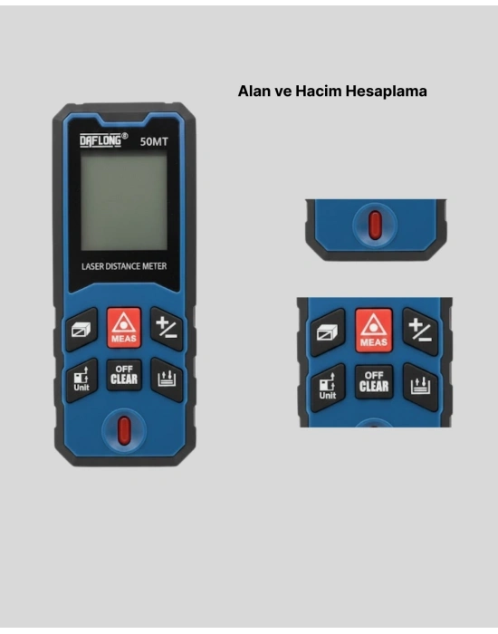 ® 50 Metre Lazer Ölçüm Cihazı Alan ve Mesafe Hesaplama