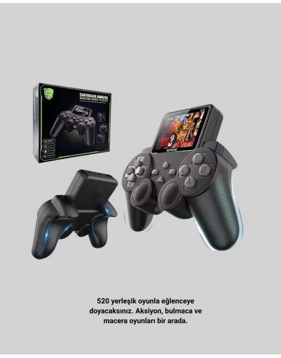 ® 500 Oyunlu Nostaljik El Tipi Oyun Konsolu, Taşınabilir Şarjlı Cihaz, Renkli Ekran ve TV Destekli