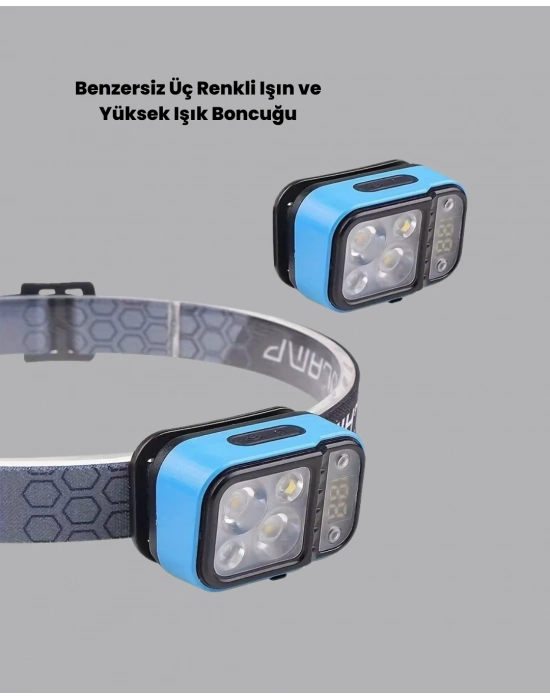 53 Modlu Süper Parlak LED Kafa Lambası Type C Şarjlı Güç Göstergeli