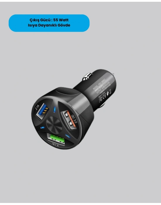 ® 55W Hızlı Araç Şarj Cihazı Quick Charge 3.0 ve PD Destekli