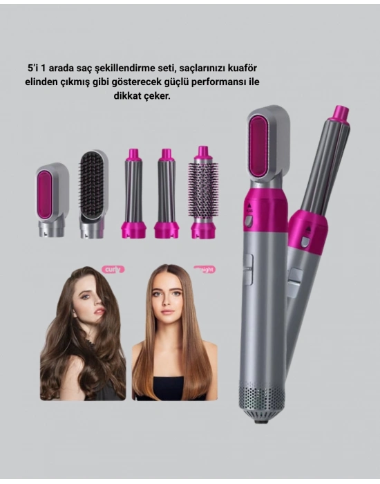 ® 5’i 1 Arada Saç Şekillendirme Seti Negatif İyon Teknolojili ve Hızlı Kurutmalı