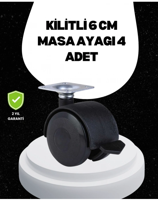 ® 6 cm Kilitli Tekerlek Ayak 4 Adet Sehpa ve Ekipman Uyumlu