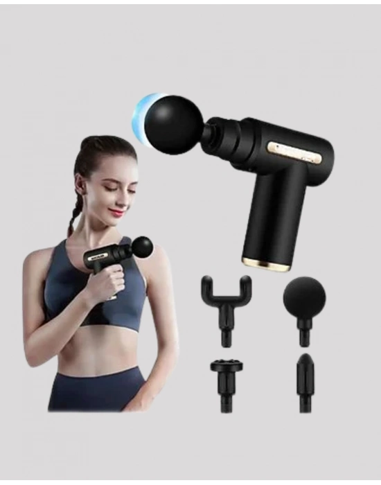 ® 6 Kademeli Kas Masaj Tabancası 4 Başlıklı Güçlü Sessiz Sporcu Masaj Cihazı Şarjlı