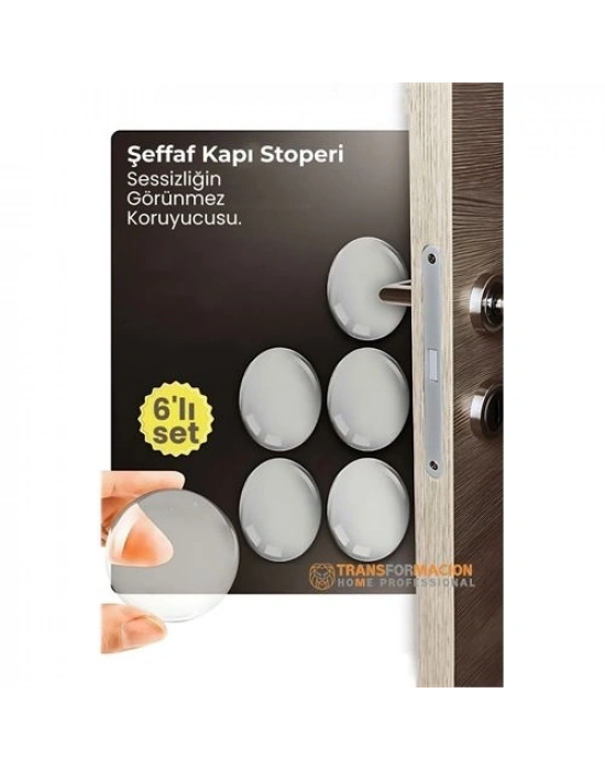 ® 6lı Kristal Koruma  Şeffaf Kapı Stoperi Tampon Seti | Duvar & Mobilya Çarpma Önleyici