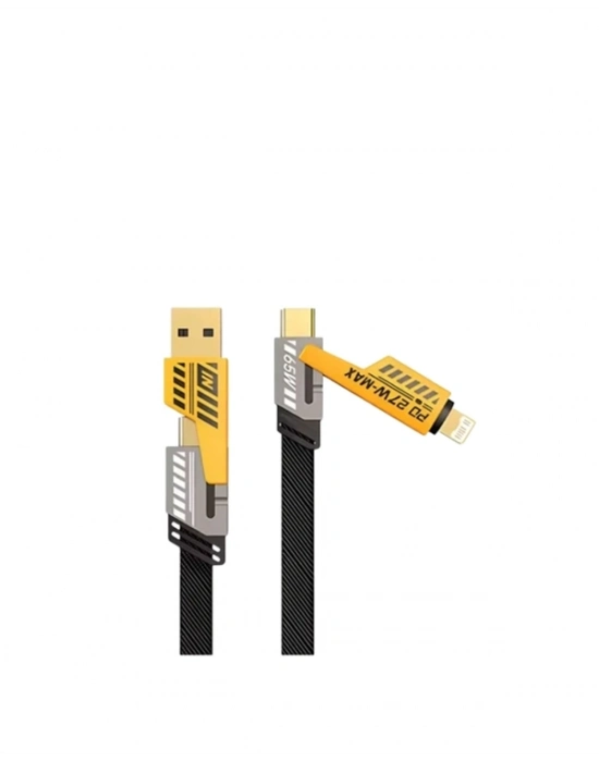 ® 65W 4ü 1 Arada Çoklu Şarj Kablosu – USB-C, USB-A, Lightning, Veri ve Şarj Desteği