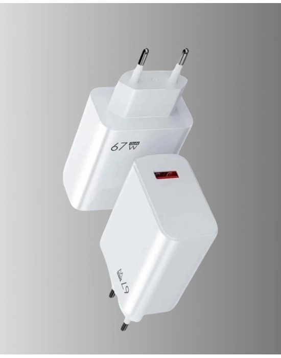 ® 67W Süper Hızlı Şarj Adaptörü ve Kablo Seti – Güvenli, Kompakt ve Ergonomik Tasarım