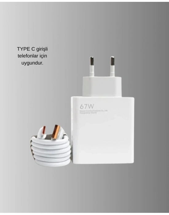 ® 67W Type-C Turbo Şarj Cihazı – Aşırı Akım ve Isı Koruması, Seyahat Uyumlu