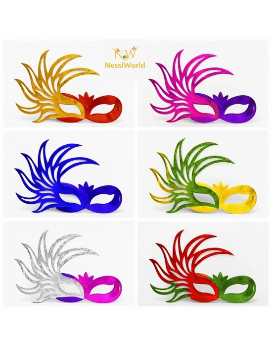 6’lı Çift Renkli Venedik Karton Parti Maskesi Seti