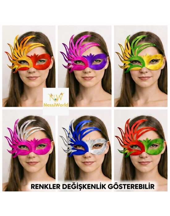 6’lı Çift Renkli Venedik Karton Parti Maskesi Seti