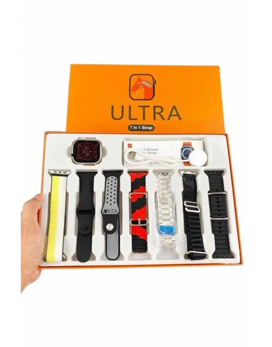 ® 7 Kordonlu Akıllı Saat Plastik Kordon Hasır Kordon Çelik Kordon