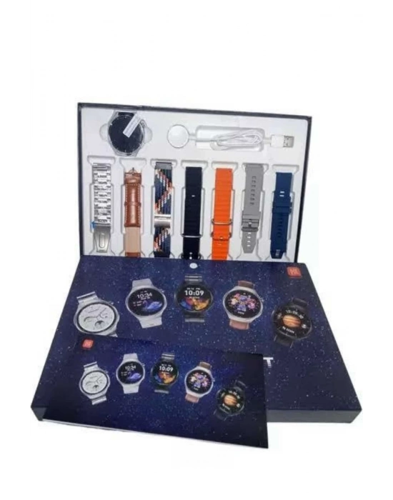 ® 7 Kordonlu Akıllı Saat Siyah Kasa Dokunmatik Ekran Uyku ve Sağlık Takibi