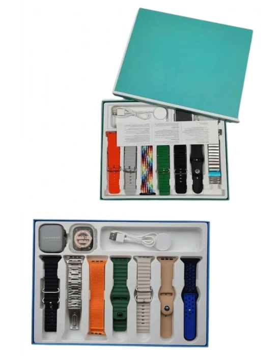 ® 7 Kordonlu Unisex Akıllı Saat Çoklu Kordon Seçeneği Amoled Ekran