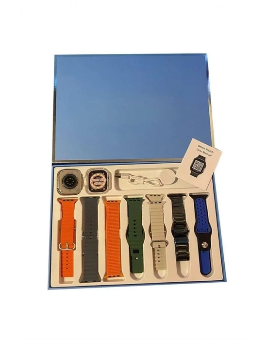 ® 7 Kordonlu Unisex Akıllı Saat Çoklu Kordon Seçeneği Amoled Ekran