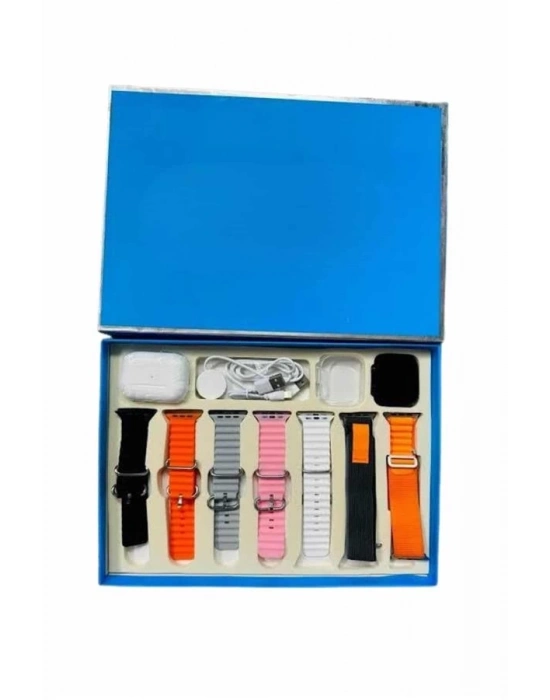 ® 7 Kordonlu Unisex Akıllı Saat Çoklu Kordon Seçeneği Amoled Ekran