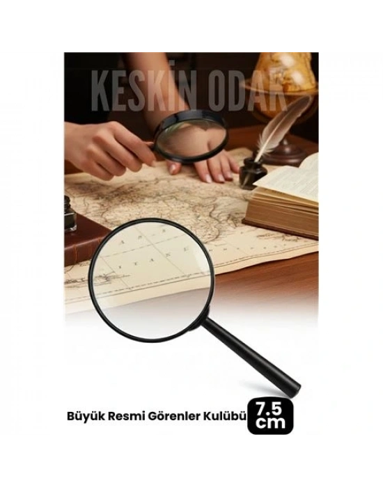 ® 7.5 cm Optik Lensli El Tipi Büyüteç | Profesyonel Okuma, Hobi, Koleksiyon Merceği