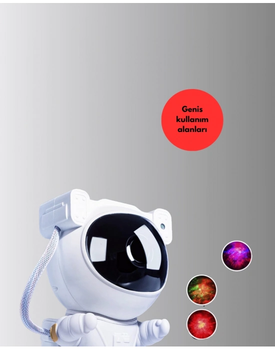 ® 8 Efektli Astronot Galaxy Projektör Uzaktan Kumandalı LED Gece Lambası