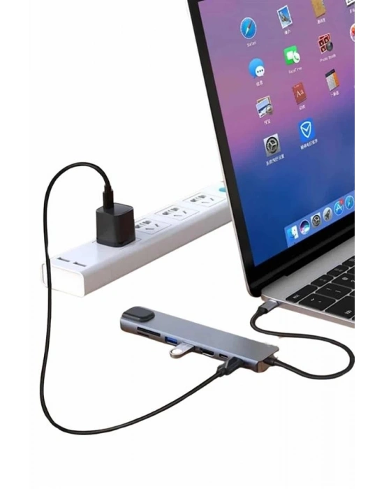 ® 8 Port Çoklayıcı Macbook Ile Uyumlu Çoğaltıcı Type-C dönüştürücü TF SD kart