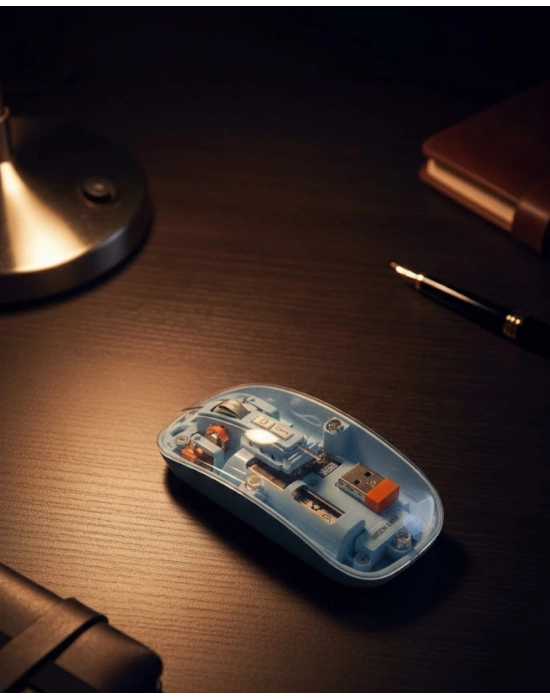 ® 800 1600 DPI Ayarlanabilir Mavi Kablosuz Mouse Pilli