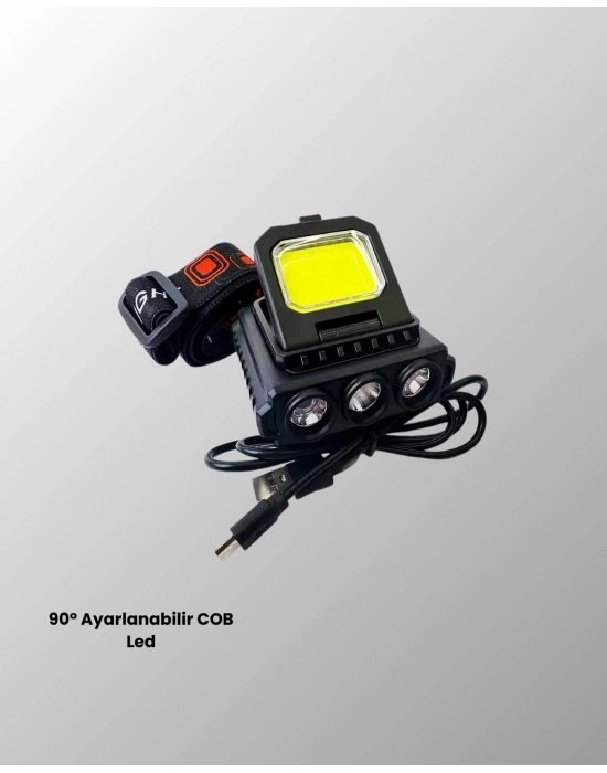 800 Lumen LED Kafa Lambası COB ve XPE Led Type C Şarjlı Ayarlanabilir