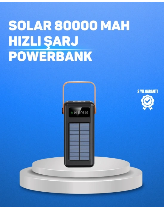 ® 80000 mAh Yüksek Kapasiteli Powerbank Göstergeli Solar Şarj Cihazı