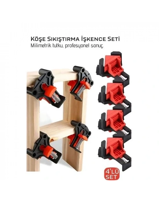 ® 90 Derece Köşe Sıkıştırma İşkence Seti 4lü - Köşe Tutucu Köşe Birleştirici