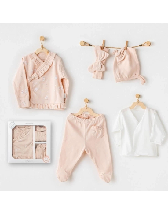 ®   AC24110 Cute Bunnies Be Sking 5 Parça Hastane Çıkışı Pink