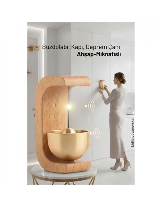 ® Ahşap Kapı Çanı - Deprem Zili - Dekoratif Zil -Japon Rüzgar Çanı  Yapışkanlı ve Mıknatıslı