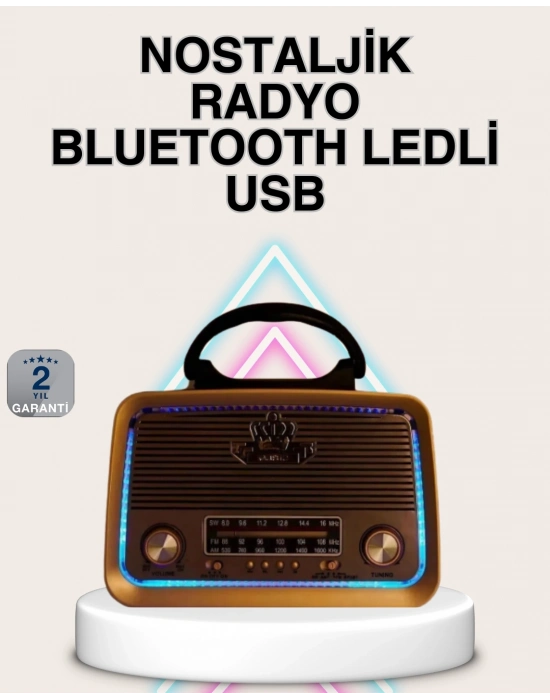 ® Ahşap Nostaljik Radyo Bluetooth USB SD Kart Destekli