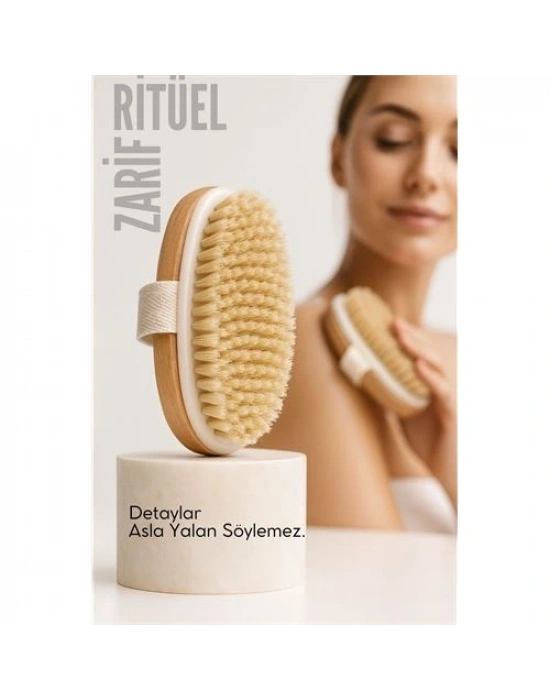 ® Ahşap Sırt Banyo Fırçası | Doğal At Kılı Vücut Fırçalama | Peeling ve Selülit Masaj