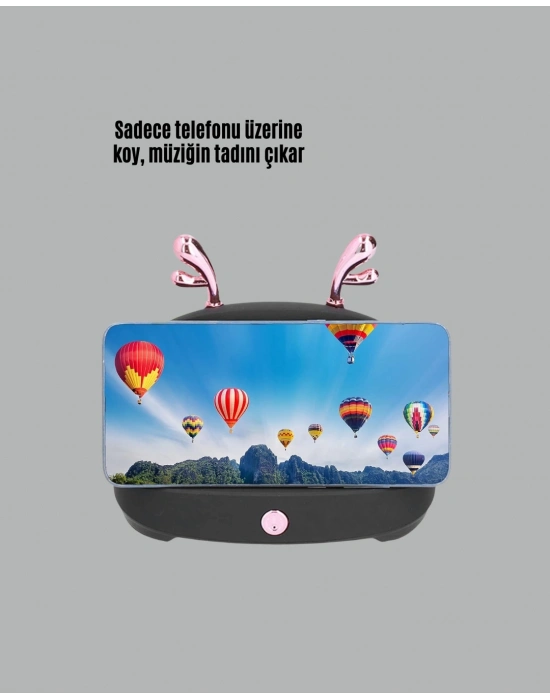 ® Akıllı Kablosuz Telefon Tutucu ve Stereo Hoparlör – Kolay Kullanım ve Yüksek Ses Kalitesi