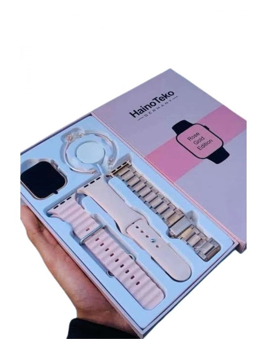 ® Akıllı Saat 3 Kordonlu Ve Aksesuarlı Bayanlar Için Şık Rose renk