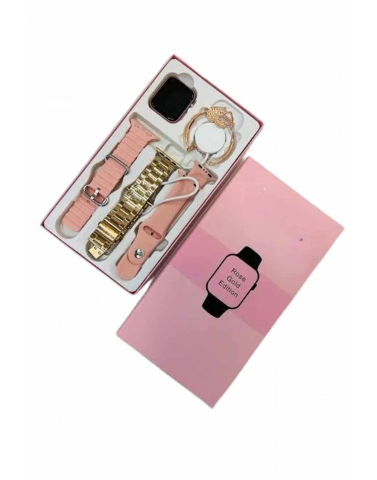 ® Akıllı Saat 3 Kordonlu Ve Aksesuarlı Bayanlar Için Şık Rose renk