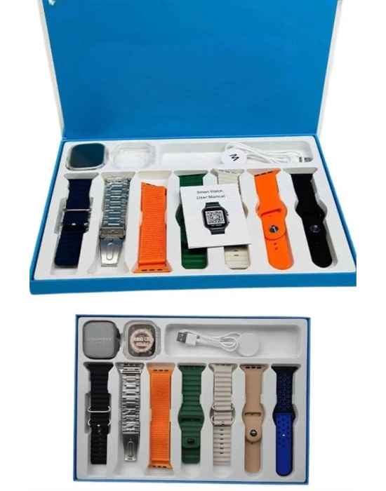 ® Akıllı Saat 7 Kordon Hediyeli Takvim Alarm Nabız Ölçer Bildirim Görme Sesli Görüşme