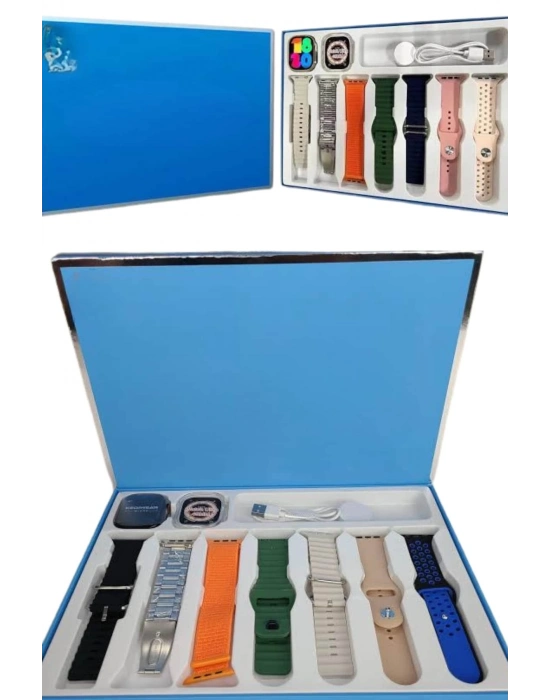 ® Akıllı Saat 7 Kordon Hediyeli Takvim Alarm Nabız Ölçer Bildirim Görme Sesli Görüşme