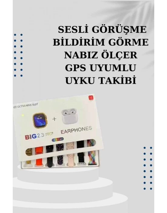 ® Akıllı Saat 7 Kordonlu Kulaklık Hediyeli Nabız Ölçer Uyku Takibi Sesli Görüşme