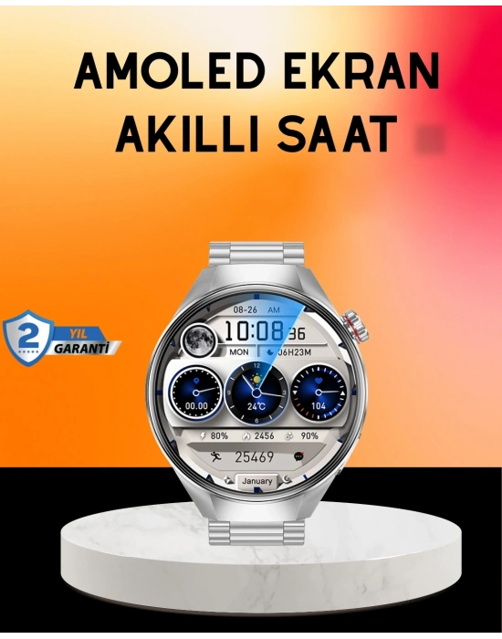 ® Akıllı Saat AMOLED Ekran Bluetooth Aramalı – Nabız, Uyku ve Spor Takipli