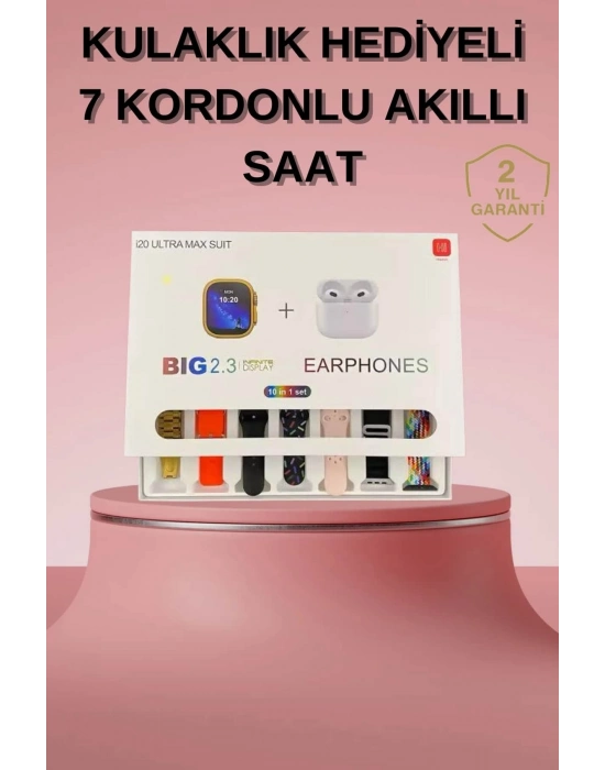 ® Akıllı Saat Bluetooth Kulaklık Hediyeli Bildirim Görme Sesli Görüşme Çoklu Kordon