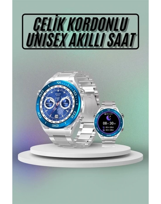 ® Akıllı Saat Çelik Kordonlu Amoled Ekran Android ve İOS Uyumlu Çağrı Cevaplayabilen