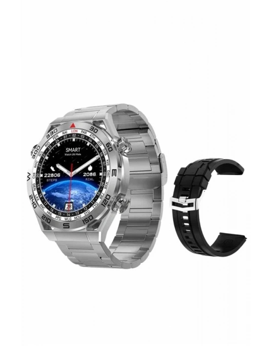 ® Akıllı Saat Çelik Kordonlu Amoled Ekran Android ve İOS Uyumlu Çağrı Cevaplayabilen