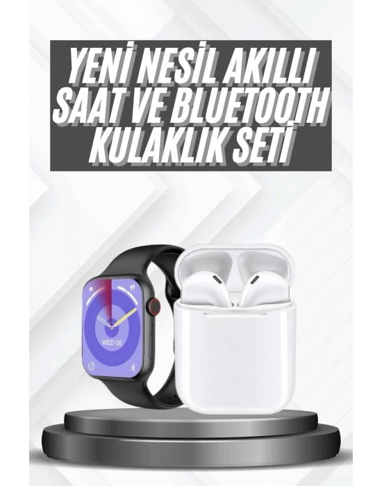® Akıllı Saat Gümüş Kasa Bluetooth Kulaklık Hediyeli Çok Fonksiyonlu İkili Set