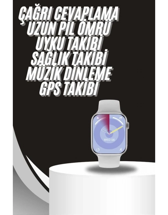® Akıllı Saat Gümüş Kasa Bluetooth Kulaklık Hediyeli Çok Fonksiyonlu İkili Set