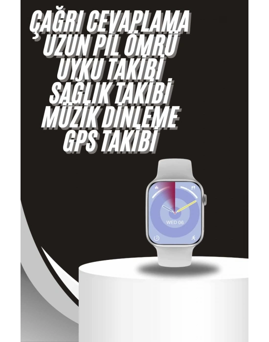 ® Akıllı Saat Gümüş Kasa Bluetooth Kulaklık Hediyeli Çok Fonksiyonlu İkili Set