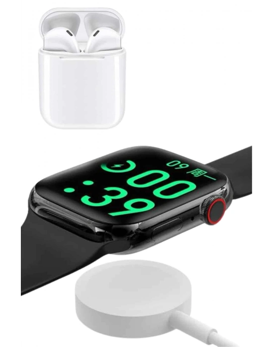 ® Akıllı Saat Gümüş Kasa Bluetooth Kulaklık Hediyeli Çok Fonksiyonlu İkili Set