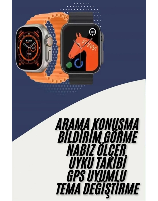 Akıllı Saat Kordon Hediyeli Güçlü Batarya Kapasiteli Titreşimli Bildirim Görme Unisex