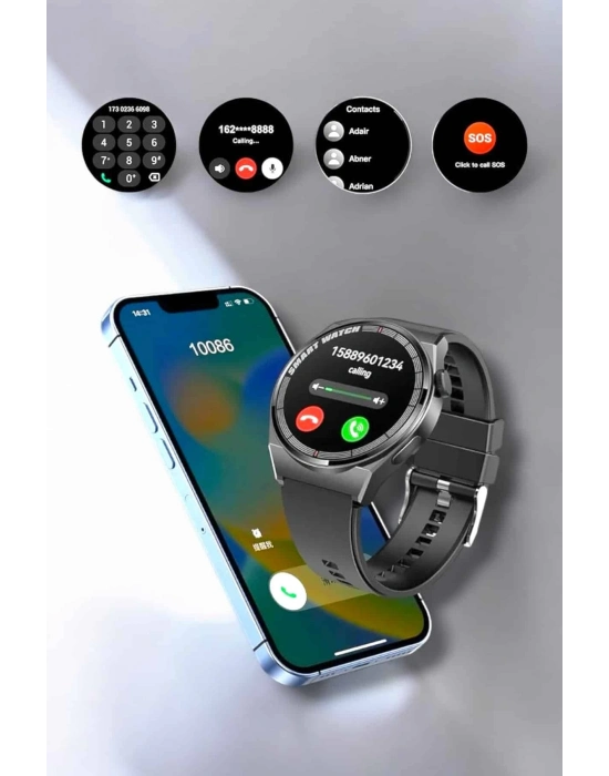 ® Akıllı Saat Sağlık ve Fitness Takibi Bluetooth Bağlantılı Dokunmatik Ekran