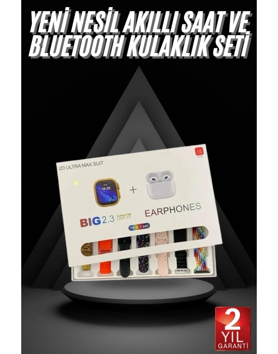 ® Akıllı Saat ve Air Pro Kulaklık 7 Kordonlu Çok Fonksiyonlu İkili Set